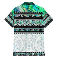 New Zealand Aotearoa Family Matching Off Shoulder Maxi Dress and Hawaiian Shirt With Paua Shell Kowhaiwhai Pattern LT05 - Polynesian Pride