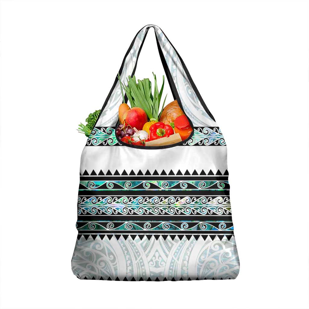 New Zealand Aotearoa Grocery Bag With Paua Shell Kowhaiwhai Pattern