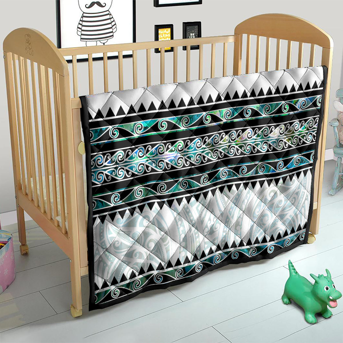 New Zealand Aotearoa Quilt With Paua Shell Kowhaiwhai Pattern LT05 - Polynesian Pride