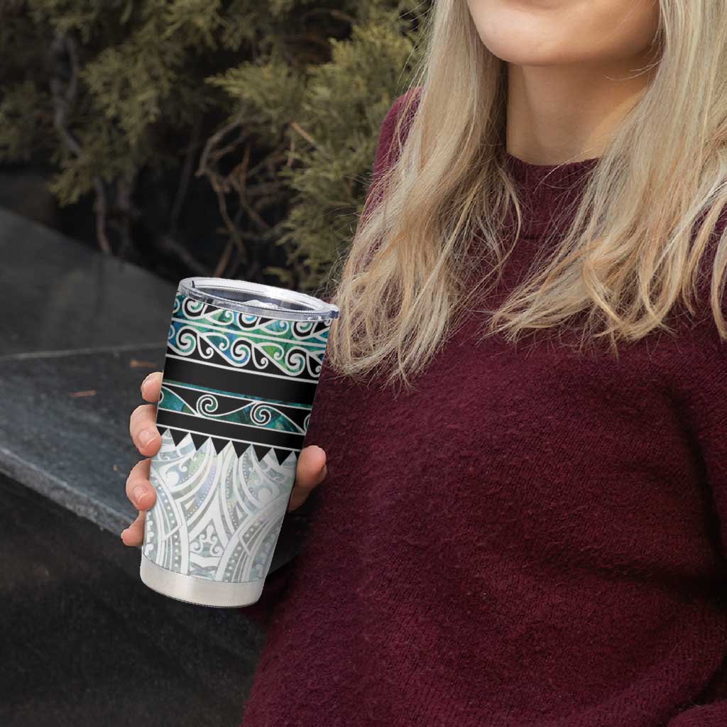 New Zealand Aotearoa Tumbler Cup With Paua Shell Kowhaiwhai Pattern LT05 - Polynesian Pride