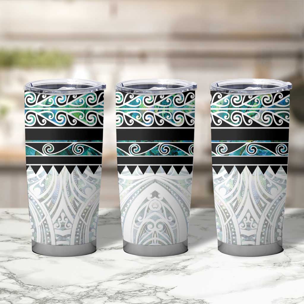 New Zealand Aotearoa Tumbler Cup With Paua Shell Kowhaiwhai Pattern LT05 - Polynesian Pride