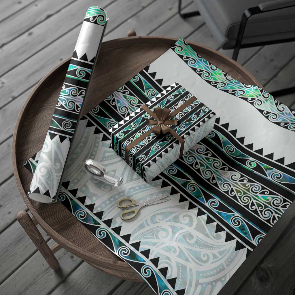 New Zealand Aotearoa Wrapping Paper With Paua Shell Kowhaiwhai Pattern LT05 - Polynesian Pride
