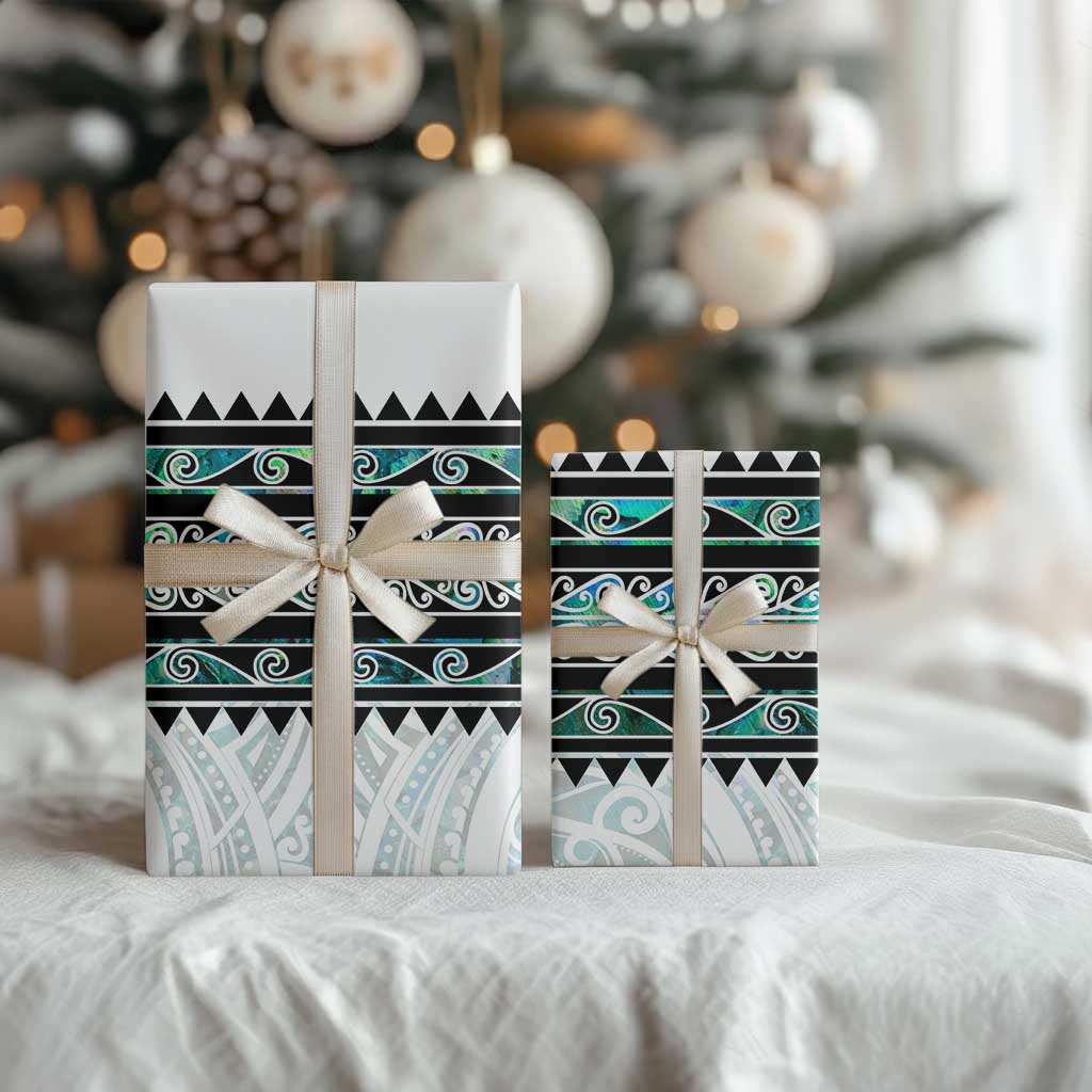 New Zealand Aotearoa Wrapping Paper With Paua Shell Kowhaiwhai Pattern LT05 - Polynesian Pride