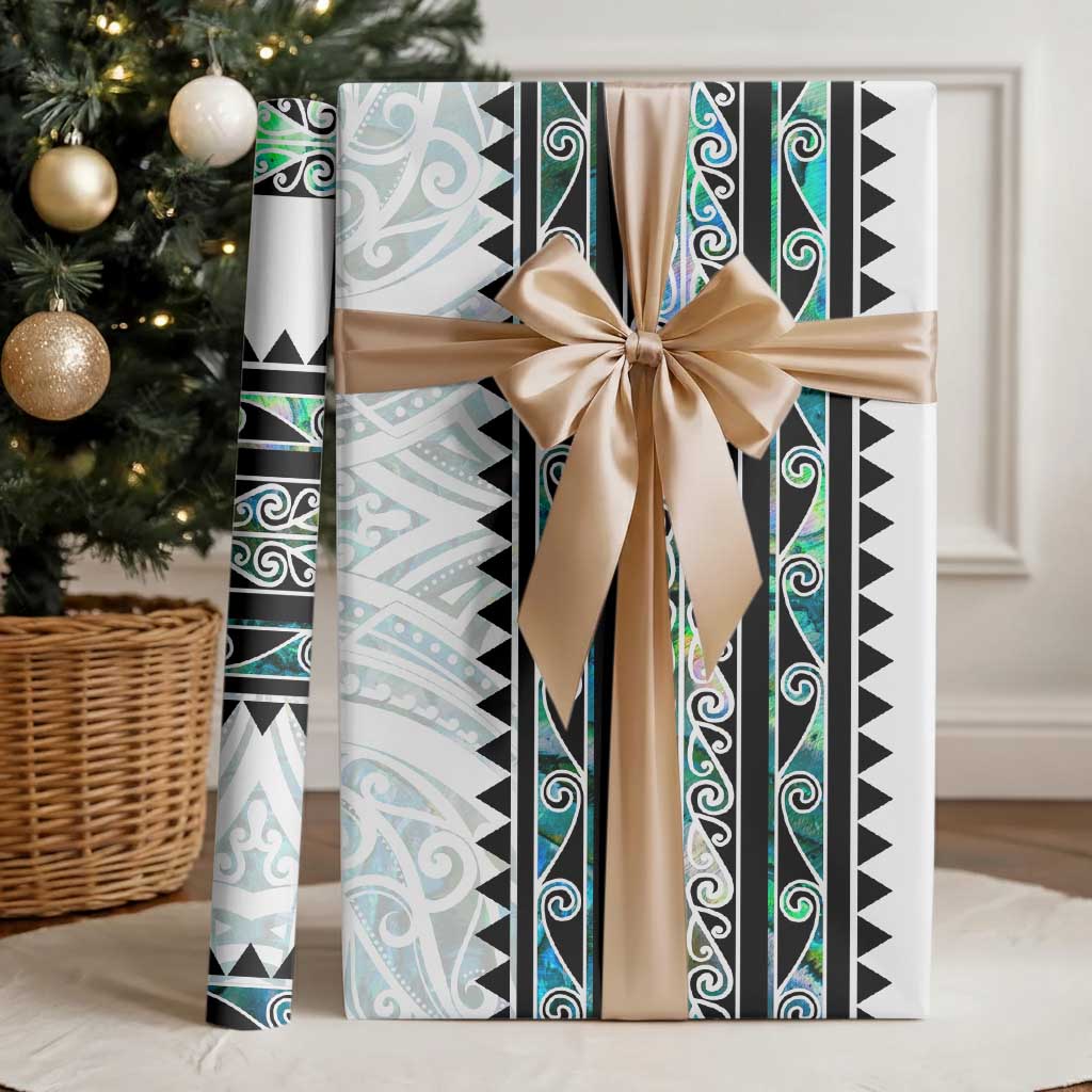 New Zealand Aotearoa Wrapping Paper With Paua Shell Kowhaiwhai Pattern LT05 - Polynesian Pride