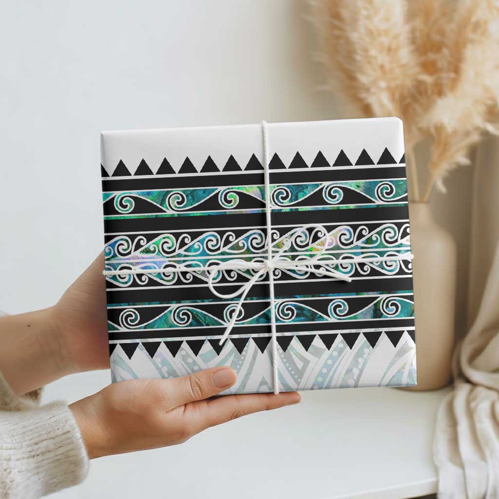 New Zealand Aotearoa Wrapping Paper With Paua Shell Kowhaiwhai Pattern LT05 - Polynesian Pride