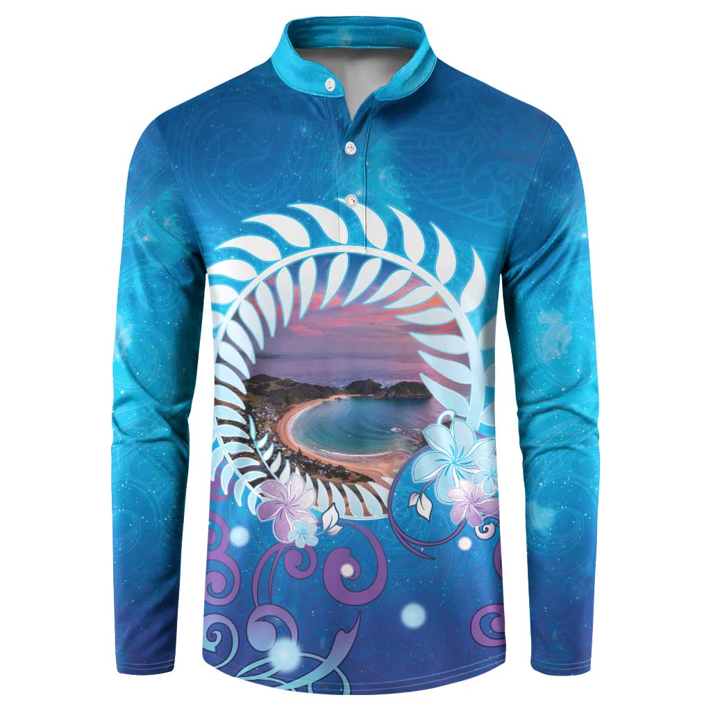 New Zealand Matapouri Beach Landscape Button Sweatshirt LT05 Blue - Polynesian Pride