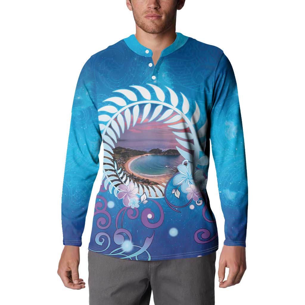 New Zealand Matapouri Beach Landscape Button Sweatshirt LT05 - Polynesian Pride