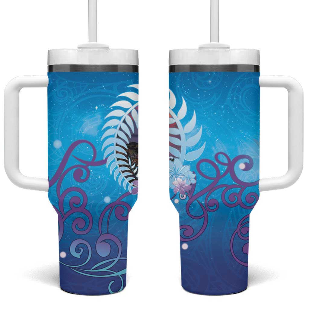 New Zealand Matapouri Beach Landscape Tumbler With Handle LT05 One Size: 40 oz Blue - Polynesian Pride
