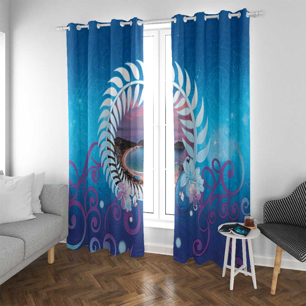 New Zealand Matapouri Beach Landscape Window Curtain LT05 With Grommets Blue - Polynesian Pride
