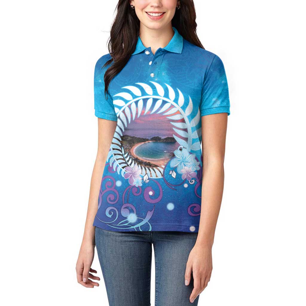 New Zealand Matapouri Beach Landscape Women Polo Shirt