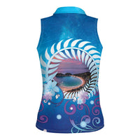 New Zealand Matapouri Beach Landscape Women Sleeveless Polo Shirt