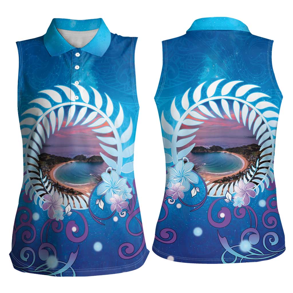 New Zealand Matapouri Beach Landscape Women Sleeveless Polo Shirt