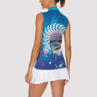 New Zealand Matapouri Beach Landscape Women Sleeveless Polo Shirt