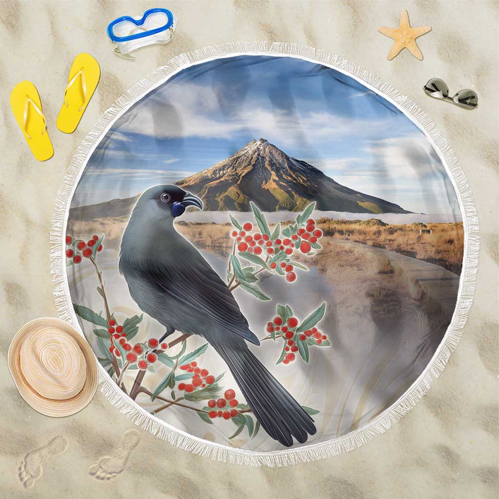 New Zealand Mount Taranaki Landscape Beach Blanket Kokako Bird Polynesian Style LT05 One Size 150cm Blue - Polynesian Pride