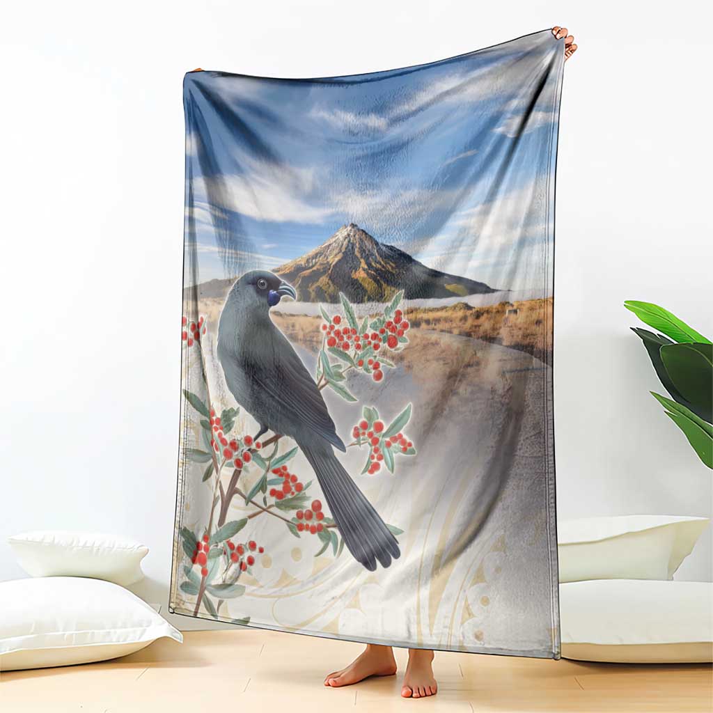 New Zealand Mount Taranaki Landscape Blanket Kokako Bird Polynesian Style LT05 - Polynesian Pride