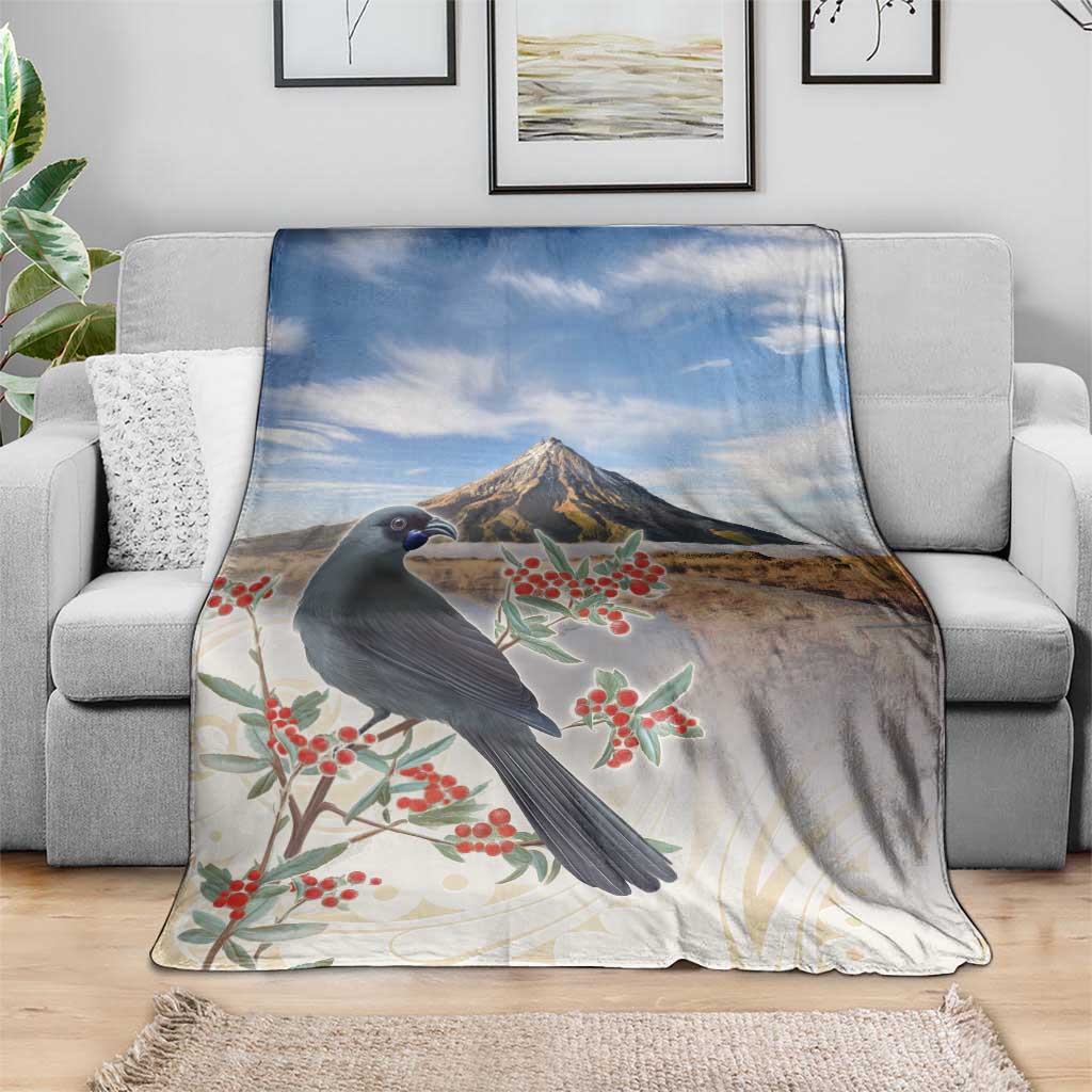New Zealand Mount Taranaki Landscape Blanket Kokako Bird Polynesian Style LT05 - Polynesian Pride