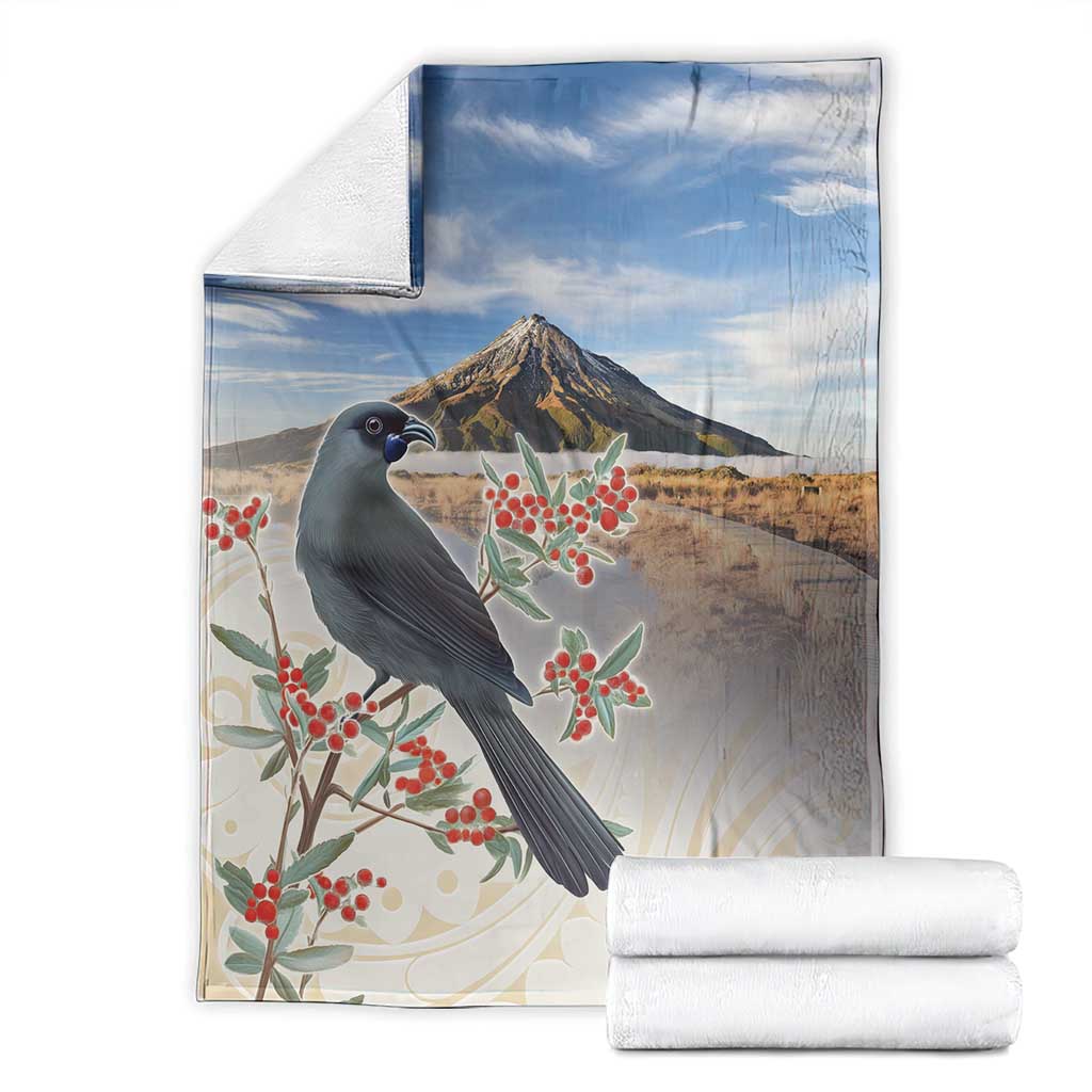 New Zealand Mount Taranaki Landscape Blanket Kokako Bird Polynesian Style LT05 - Polynesian Pride