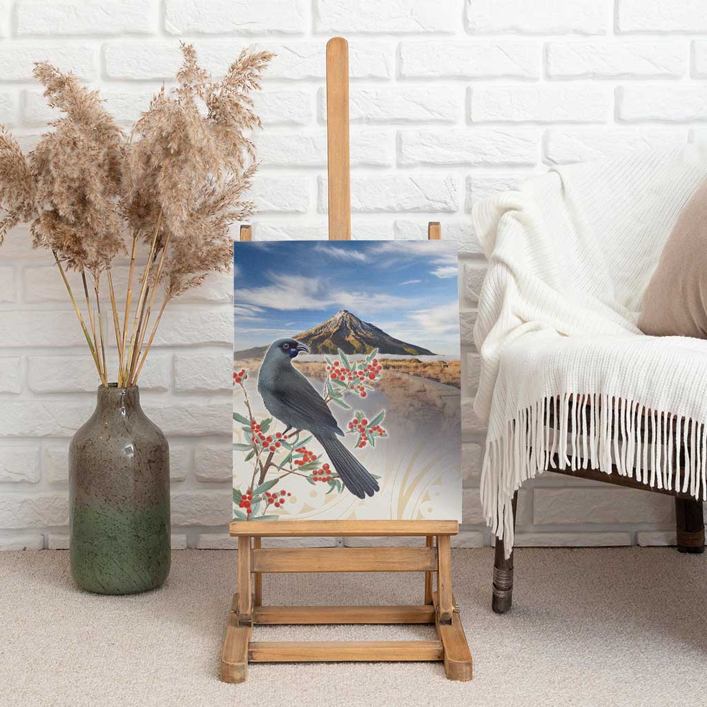 New Zealand Mount Taranaki Landscape Canvas Wall Art Kokako Bird Polynesian Style LT05 - Polynesian Pride