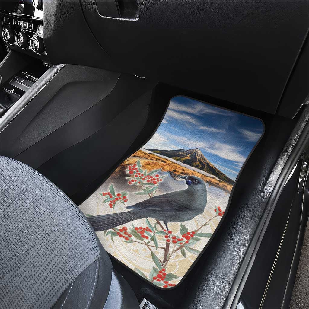 New Zealand Mount Taranaki Landscape Car Mats Kokako Bird Polynesian Style LT05 - Polynesian Pride