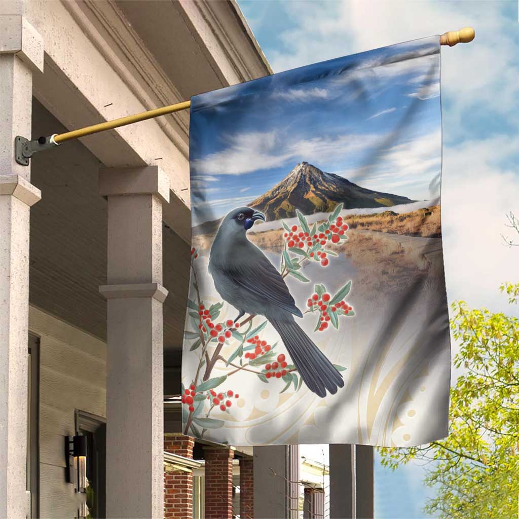 New Zealand Mount Taranaki Landscape Garden Flag Kokako Bird Polynesian Style LT05 House Flag Blue - Polynesian Pride