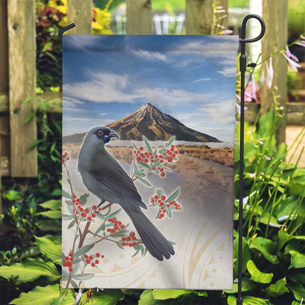 New Zealand Mount Taranaki Landscape Garden Flag Kokako Bird Polynesian Style LT05 Garden Flag Blue - Polynesian Pride