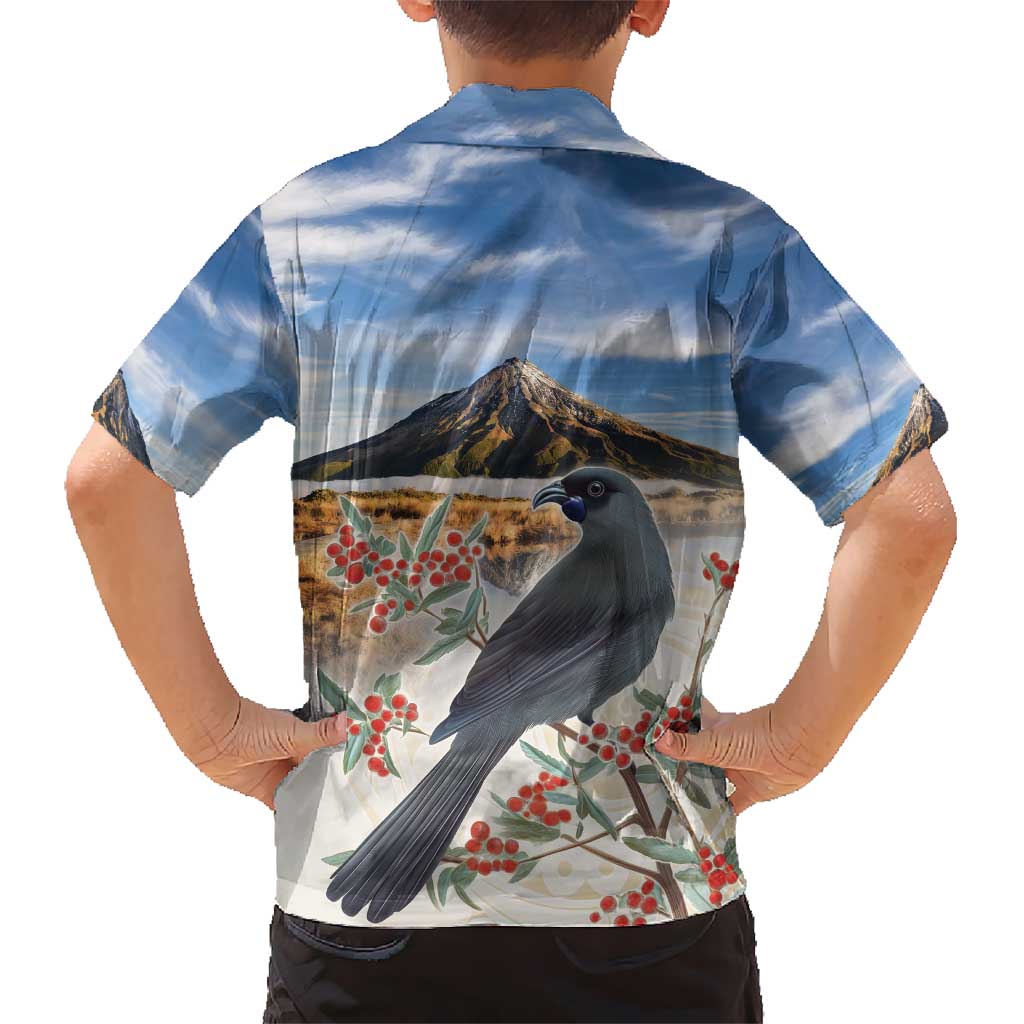 New Zealand Mount Taranaki Landscape Hawaiian Shirt Kokako Bird Polynesian Style LT05 - Polynesian Pride
