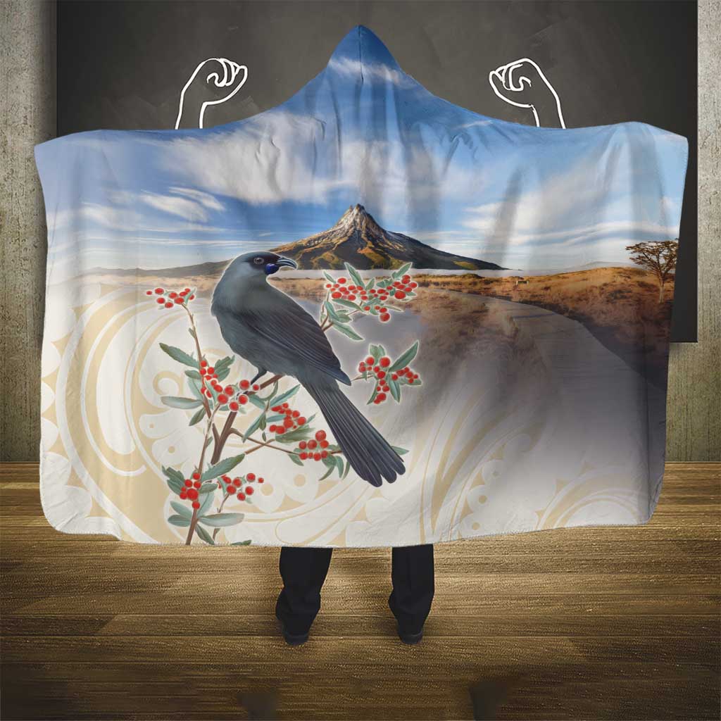 New Zealand Mount Taranaki Landscape Hooded Blanket Kokako Bird Polynesian Style LT05 - Polynesian Pride