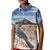 New Zealand Mount Taranaki Landscape Kid Polo Shirt Kokako Bird Polynesian Style