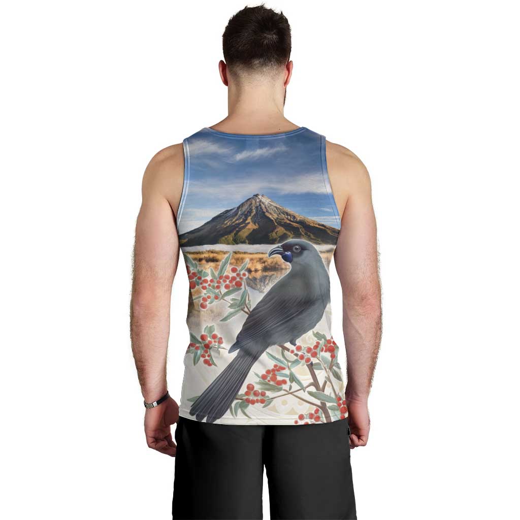 New Zealand Mount Taranaki Landscape Men Tank Top Kokako Bird Polynesian Style LT05 - Polynesian Pride