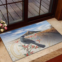 New Zealand Mount Taranaki Landscape Rubber Doormat Kokako Bird Polynesian Style LT05 - Polynesian Pride