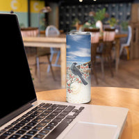 New Zealand Mount Taranaki Landscape Skinny Tumbler Kokako Bird Polynesian Style