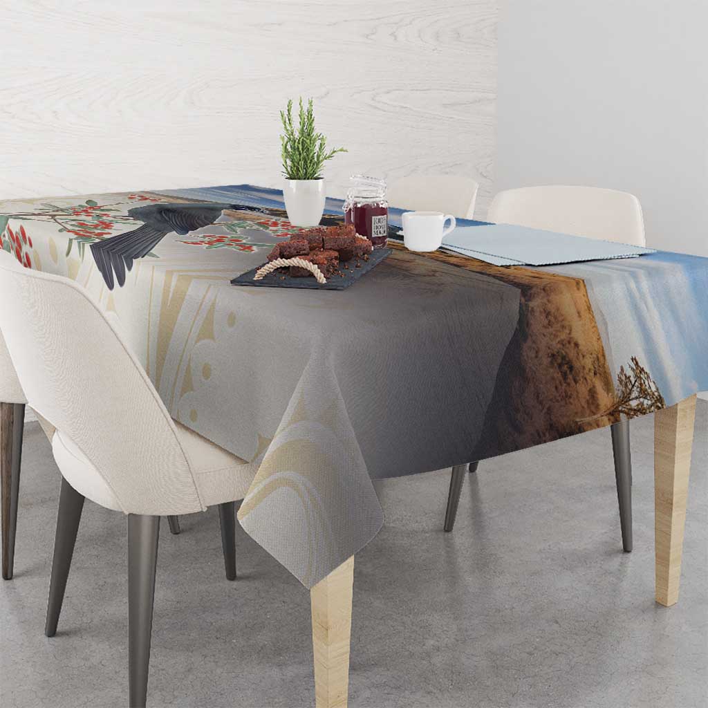 New Zealand Mount Taranaki Landscape Tablecloth Kokako Bird Polynesian Style LT05 - Polynesian Pride