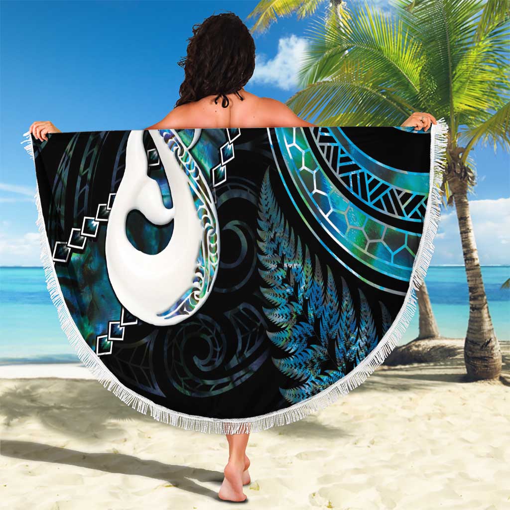 New Zealand Aotearoa Beach Blanket Maori Manaia Paua Shell Glitter Turquoise LT05 - Polynesian Pride