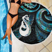 New Zealand Aotearoa Beach Blanket Maori Manaia Paua Shell Glitter Turquoise LT05 - Polynesian Pride