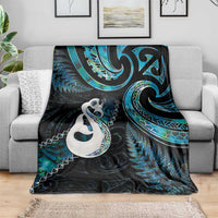 New Zealand Aotearoa Blanket Maori Manaia Paua Shell Glitter Turquoise LT05 - Polynesian Pride