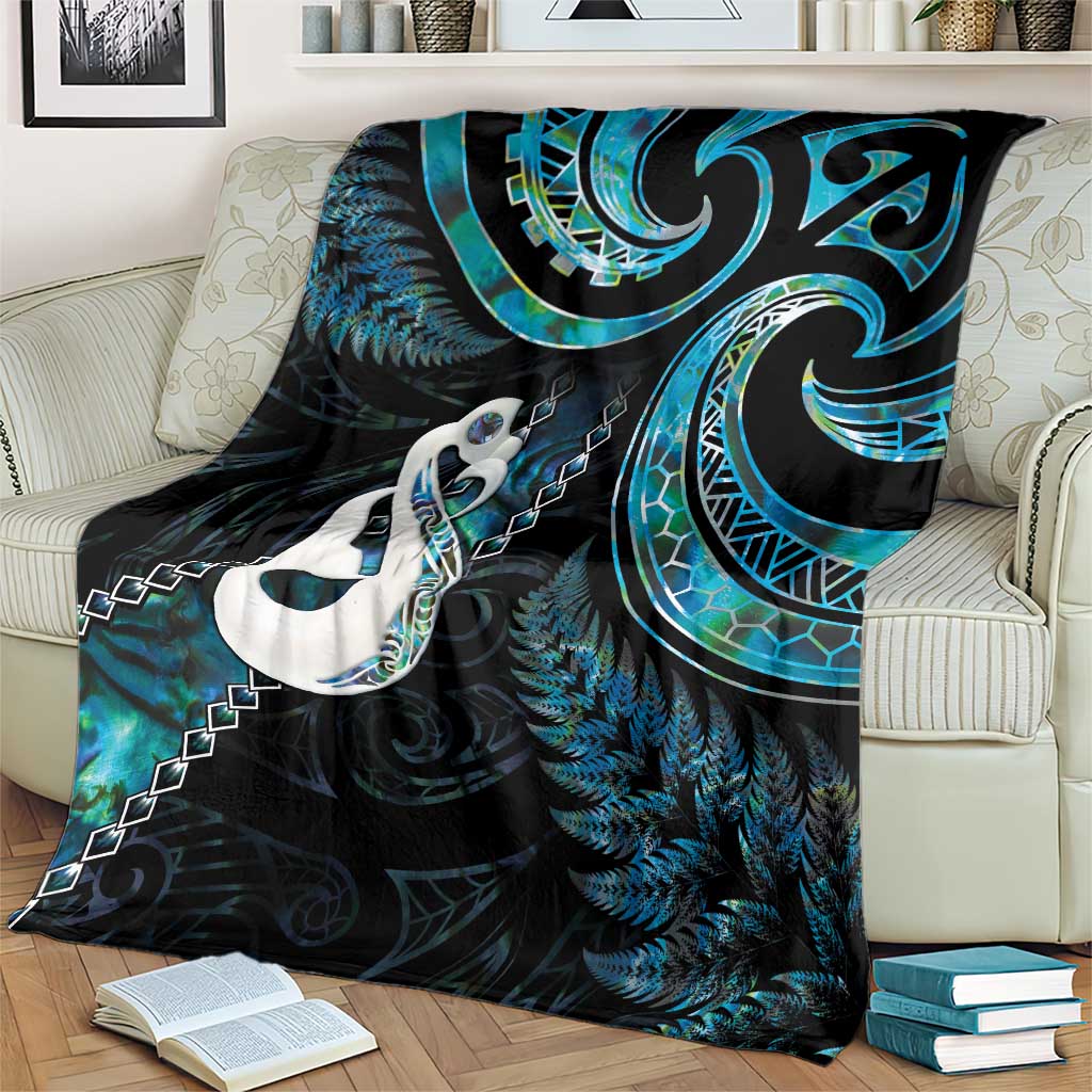 New Zealand Aotearoa Blanket Maori Manaia Paua Shell Glitter Turquoise LT05 - Polynesian Pride
