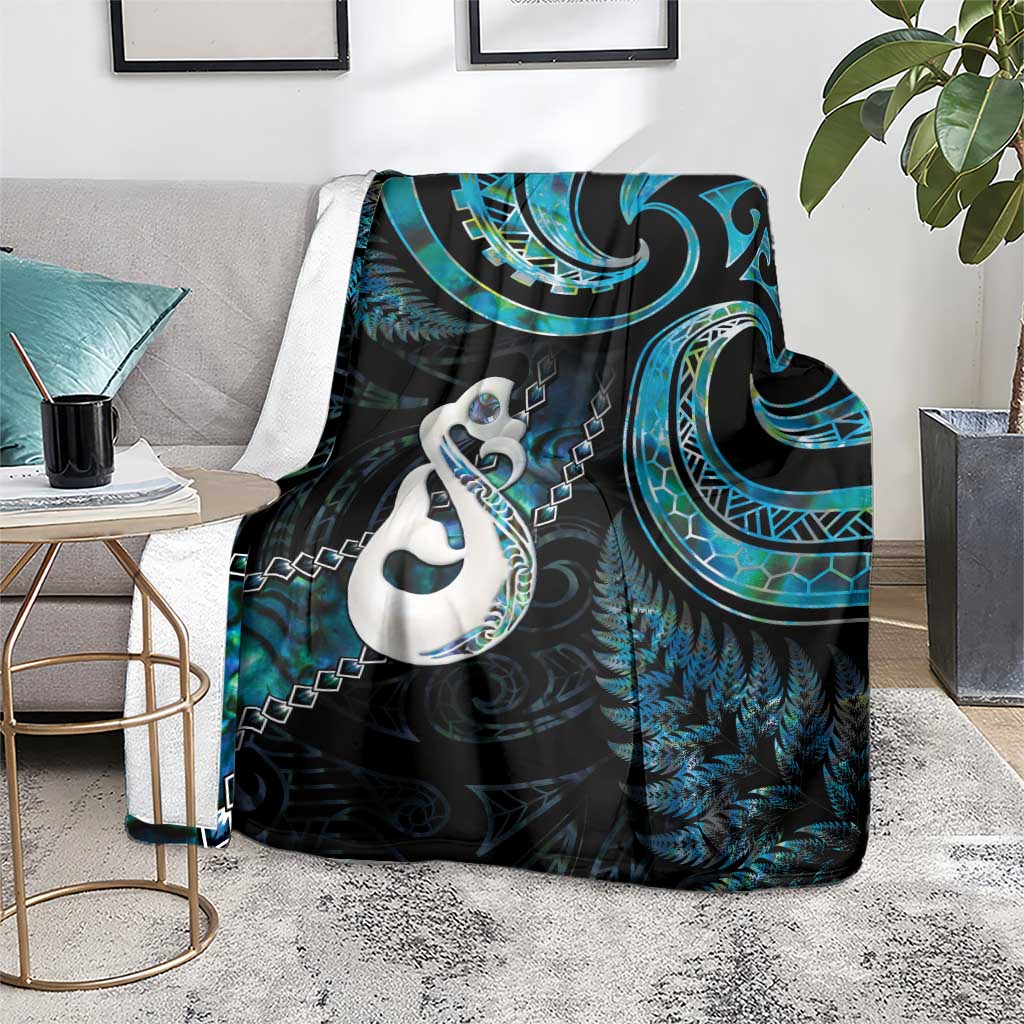 New Zealand Aotearoa Blanket Maori Manaia Paua Shell Glitter Turquoise LT05 - Polynesian Pride