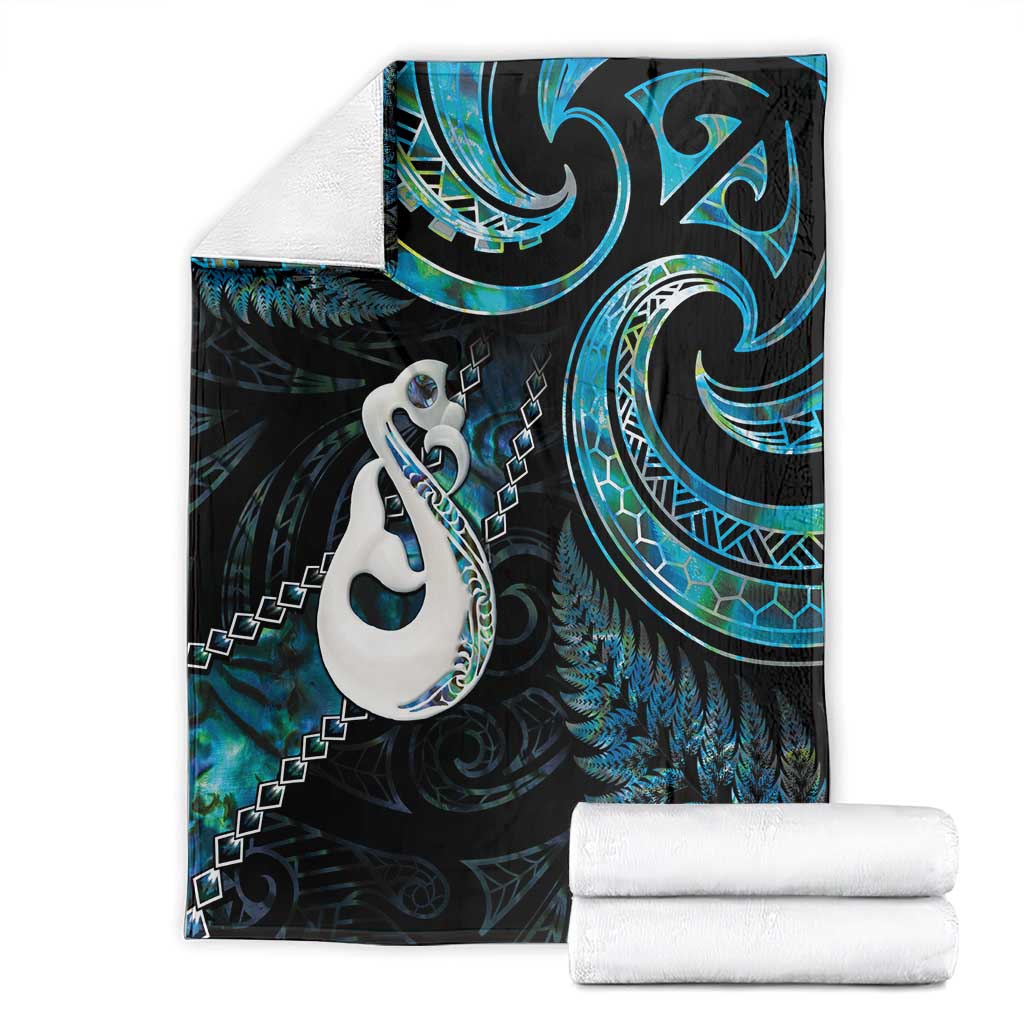 New Zealand Aotearoa Blanket Maori Manaia Paua Shell Glitter Turquoise LT05 - Polynesian Pride
