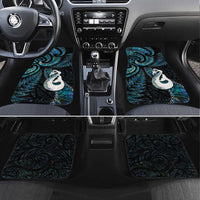 New Zealand Aotearoa Car Mats Maori Manaia Paua Shell Glitter Turquoise LT05 Set 4pcs Turquoise - Polynesian Pride