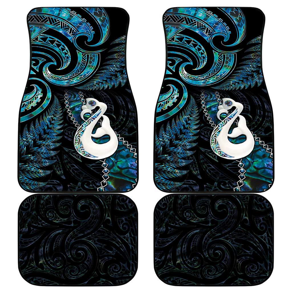 New Zealand Aotearoa Car Mats Maori Manaia Paua Shell Glitter Turquoise LT05 - Polynesian Pride