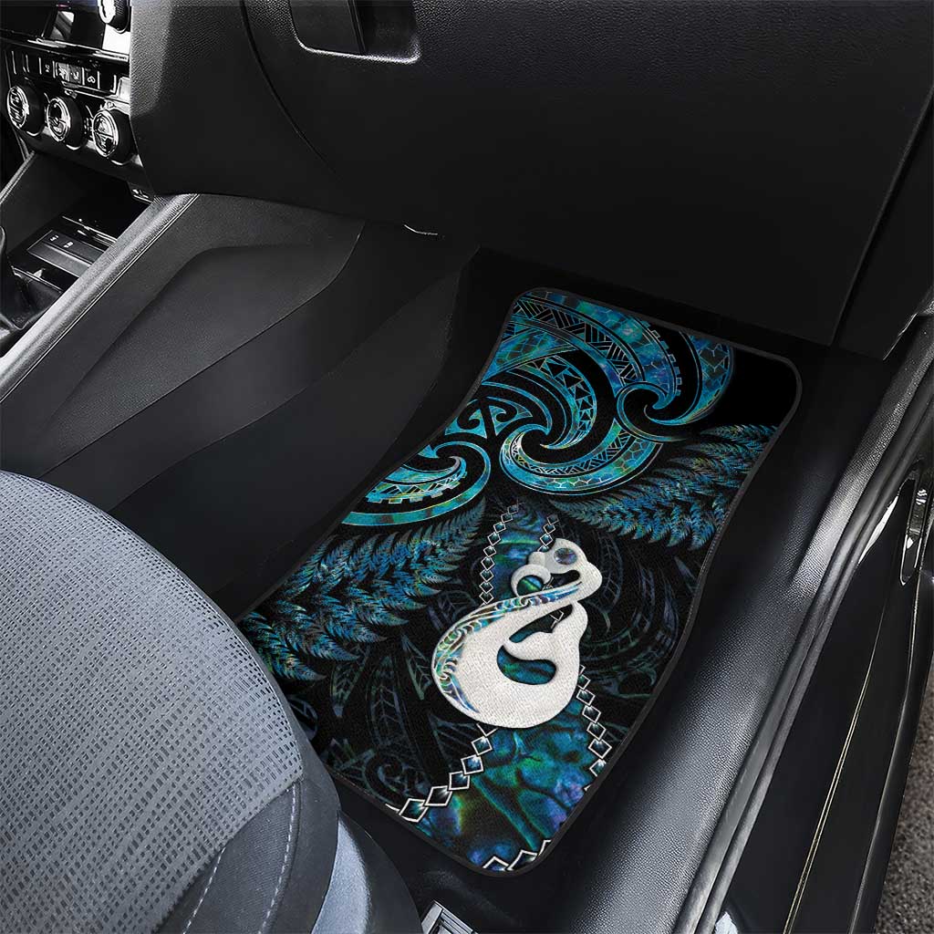 New Zealand Aotearoa Car Mats Maori Manaia Paua Shell Glitter Turquoise LT05 - Polynesian Pride