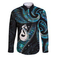 New Zealand Aotearoa Family Matching Mermaid Dress and Hawaiian Shirt Maori Manaia Paua Shell Glitter Turquoise