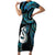 New Zealand Aotearoa Family Matching Short Sleeve Bodycon Dress and Hawaiian Shirt Maori Manaia Paua Shell Glitter Turquoise