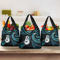 New Zealand Aotearoa Grocery Bag Maori Manaia Paua Shell Glitter Turquoise LT05 3-pack One Size Turquoise - Polynesian Pride