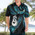 New Zealand Aotearoa Hawaiian Shirt Maori Manaia Paua Shell Glitter Turquoise