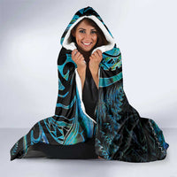New Zealand Aotearoa Hooded Blanket Maori Manaia Paua Shell Glitter Turquoise LT05 - Polynesian Pride
