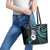 New Zealand Aotearoa Leather Tote Bag Maori Manaia Paua Shell Glitter Turquoise