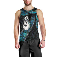 New Zealand Aotearoa Men Tank Top Maori Manaia Paua Shell Glitter Turquoise LT05 - Polynesian Pride