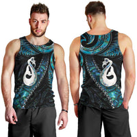 New Zealand Aotearoa Men Tank Top Maori Manaia Paua Shell Glitter Turquoise LT05 - Polynesian Pride
