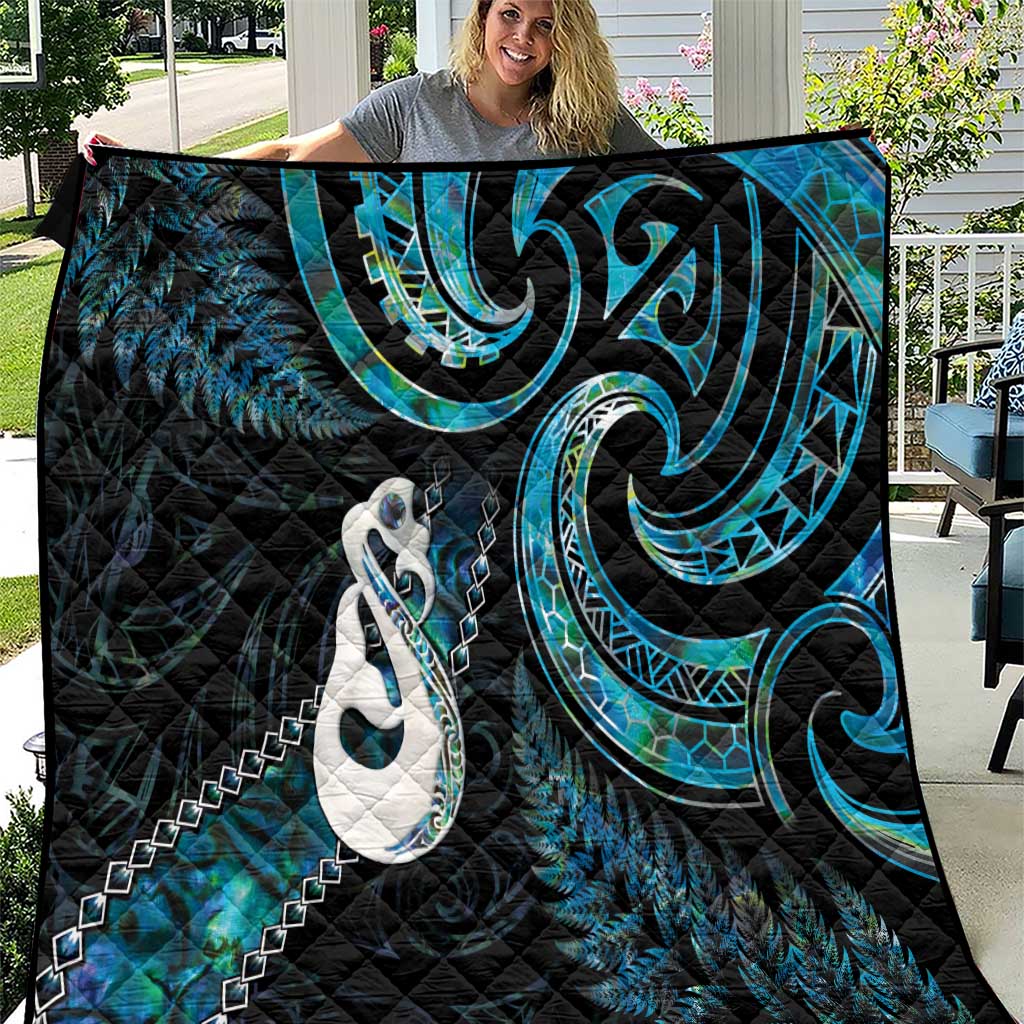 New Zealand Aotearoa Quilt Maori Manaia Paua Shell Glitter Turquoise